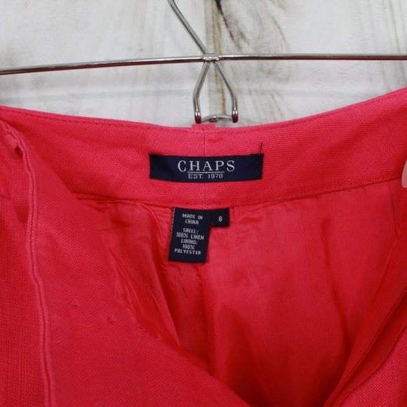 NWT CHAPS Pool Side Pink Linen Flat Front Lined Dress Pants Size 8 - Picture 10 of 11